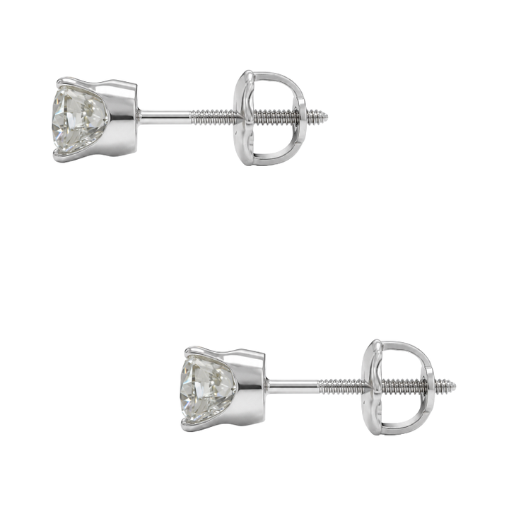 Round Diamond Stud Earrings 1.10CTW 14K White Gold Classic Style