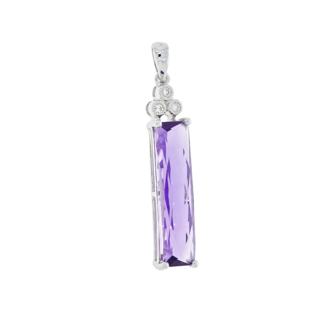 Amethyst Diamond Pendant 14K White Gold 2.83CT