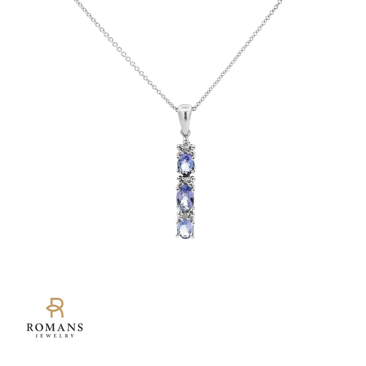 Tanzanite Diamond Pendant 14K White Gold 0.51CT