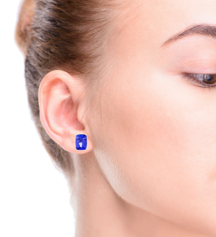 Tanzanite Stud Earrings 14K White Gold 1.60CTW