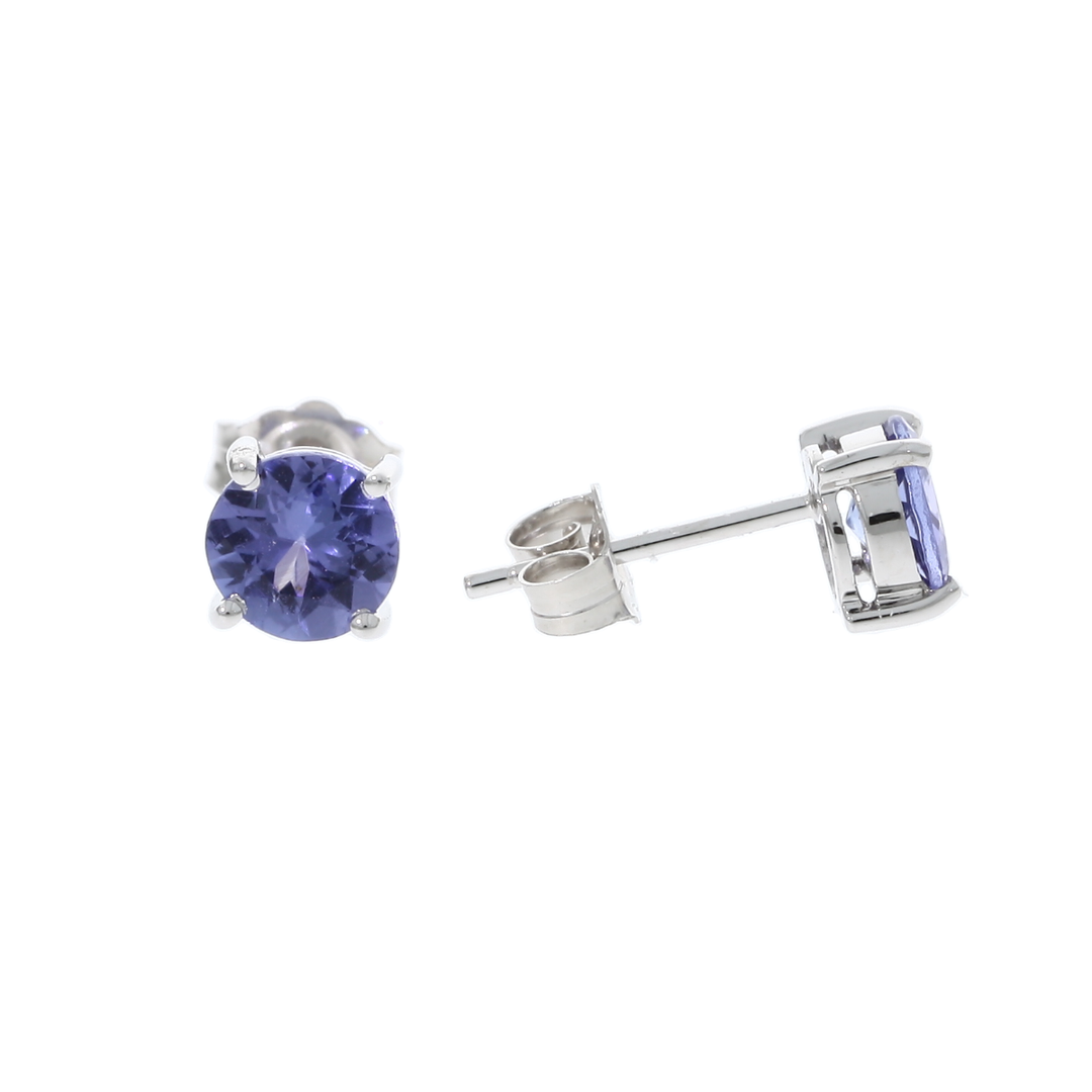 Tanzanite Stud Earrings 14K White Gold 1.60CTW