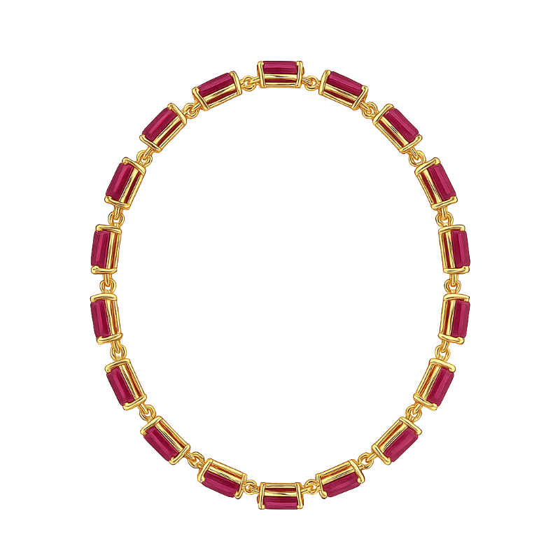 Oval Ruby Tennis Bracelet 10K Yellow Gold 19.95CTW