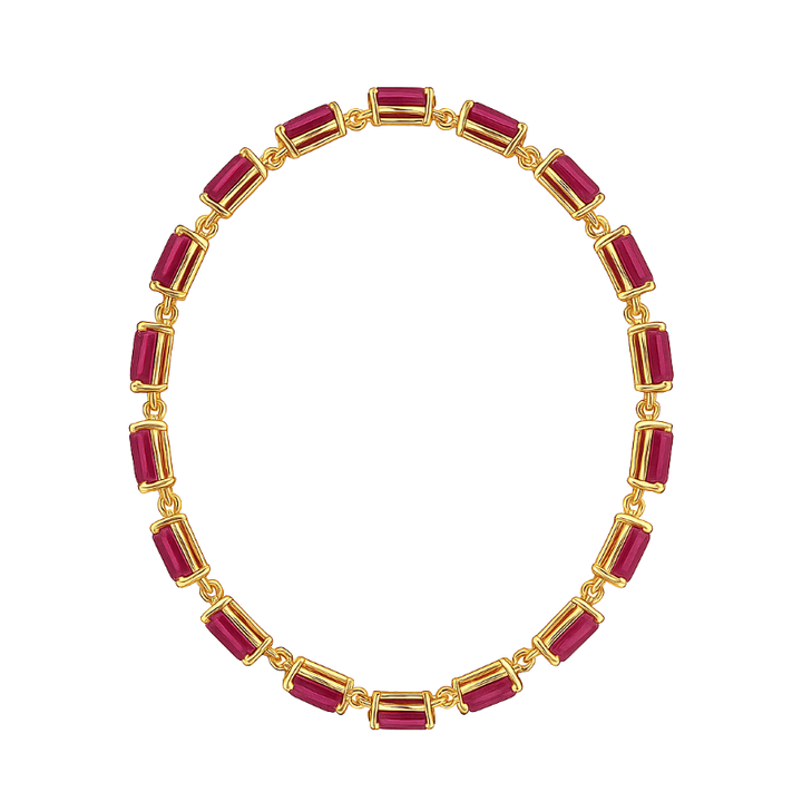 Oval Ruby Tennis Bracelet 10K Yellow Gold 19.95CTW