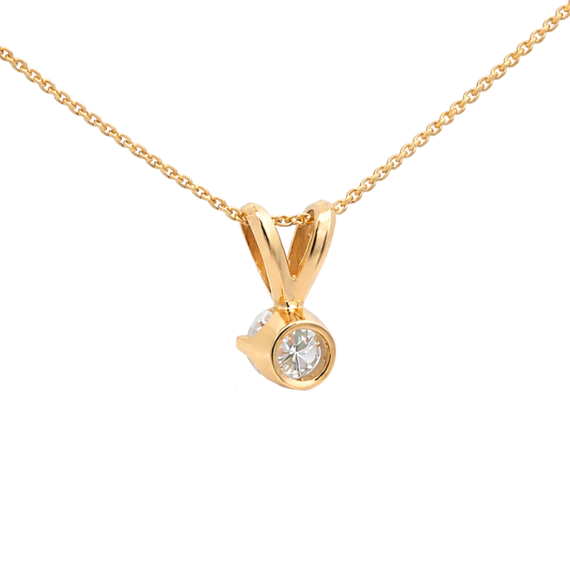 Diamond Solitaire Compass Setting Pendant 14K Yellow Gold .25CT