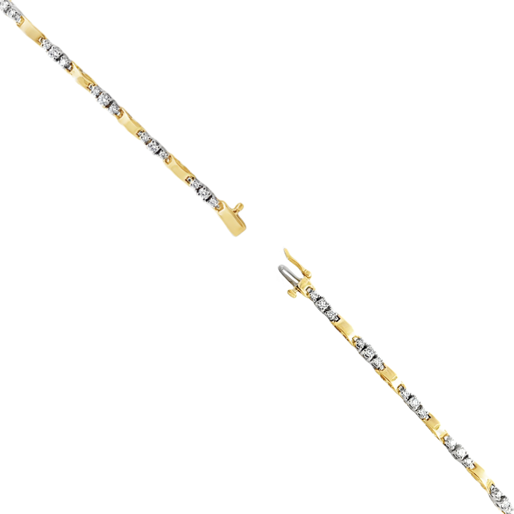 Diamond Tennis Bracelet 14K Two Tone 1.24CTW