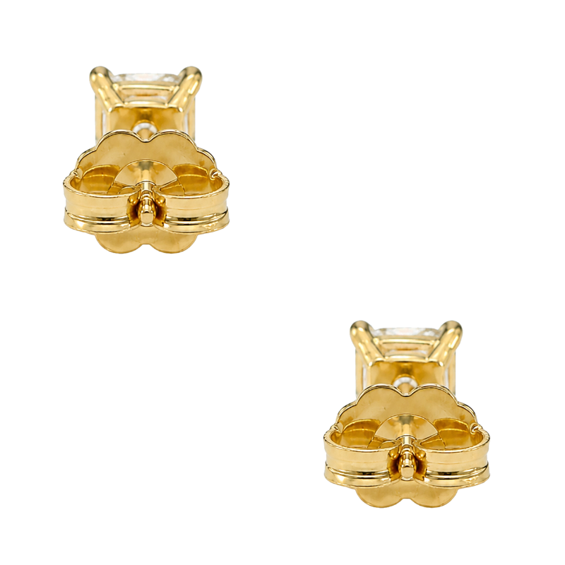 Princess Cut Diamond Stud Earrings 1.40CTW 14K Yellow Gold