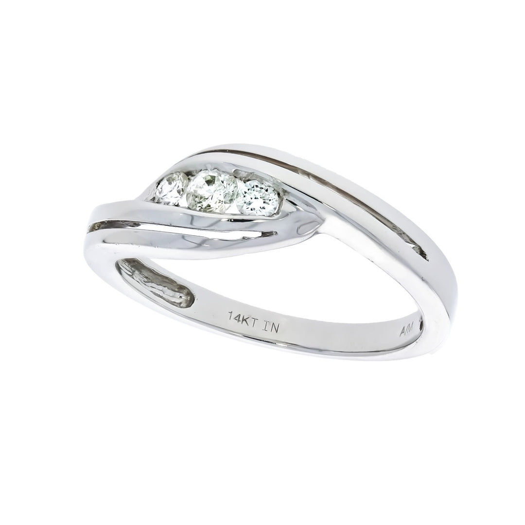 Three Diamond Ring 14K White Gold .18 CTW