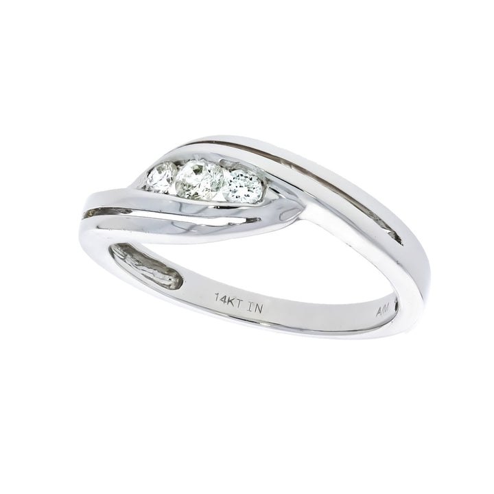 Three Diamond Ring 14K White Gold .18 CTW