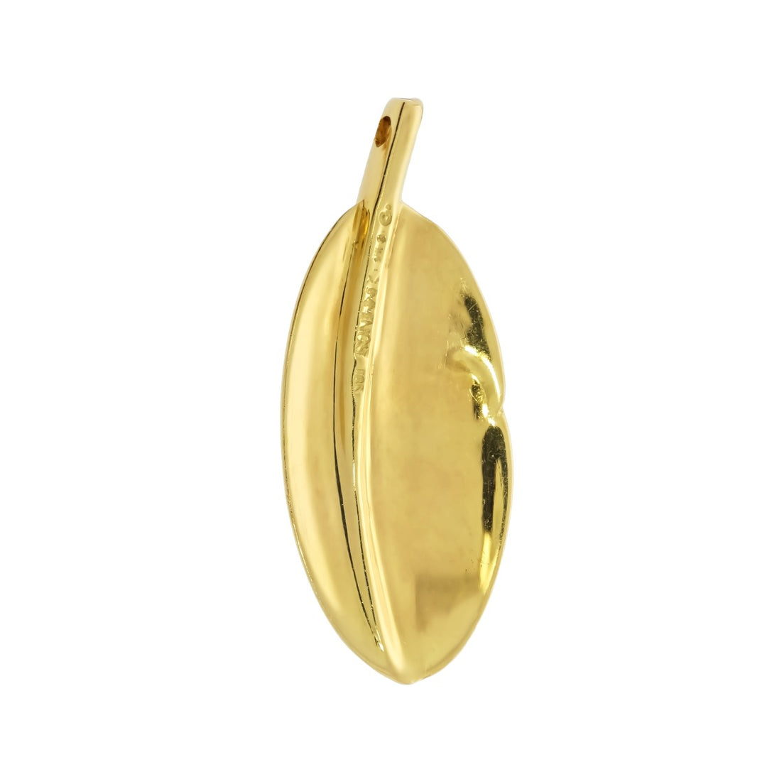 Tiffany & Co. Angela Cummings Feather Pendant Necklace 18K Yellow Gold