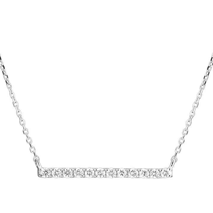 Bar Diamond Necklace 14K White Gold .12CT
