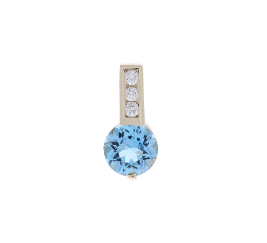 Topaz Diamond Pendant 14K Yellow Gold 1CT