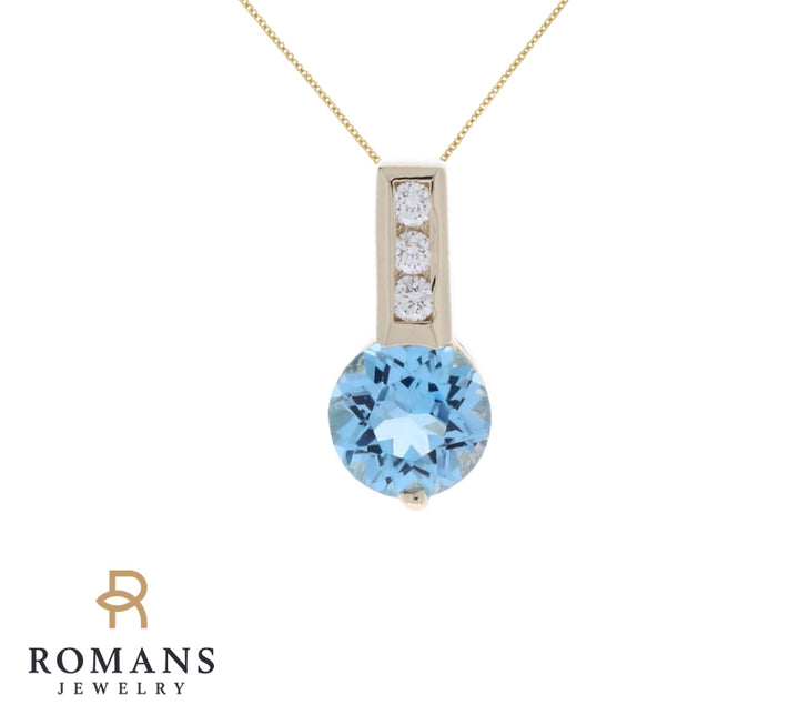 Topaz Diamond Pendant 14K Yellow Gold 1CT