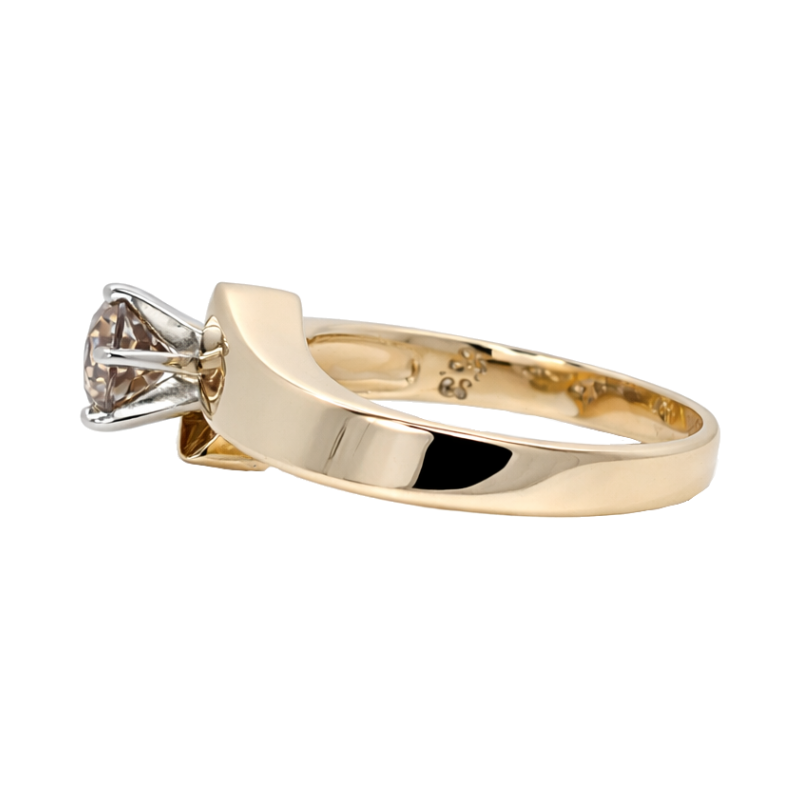 Champagne Round Diamond Bypass Ring 14K Two Tone .81CT