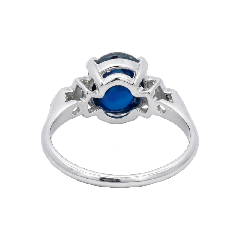 Vintage Cabochon Star Sapphire 4CT 1950s Diamond Ring 14K White Gold