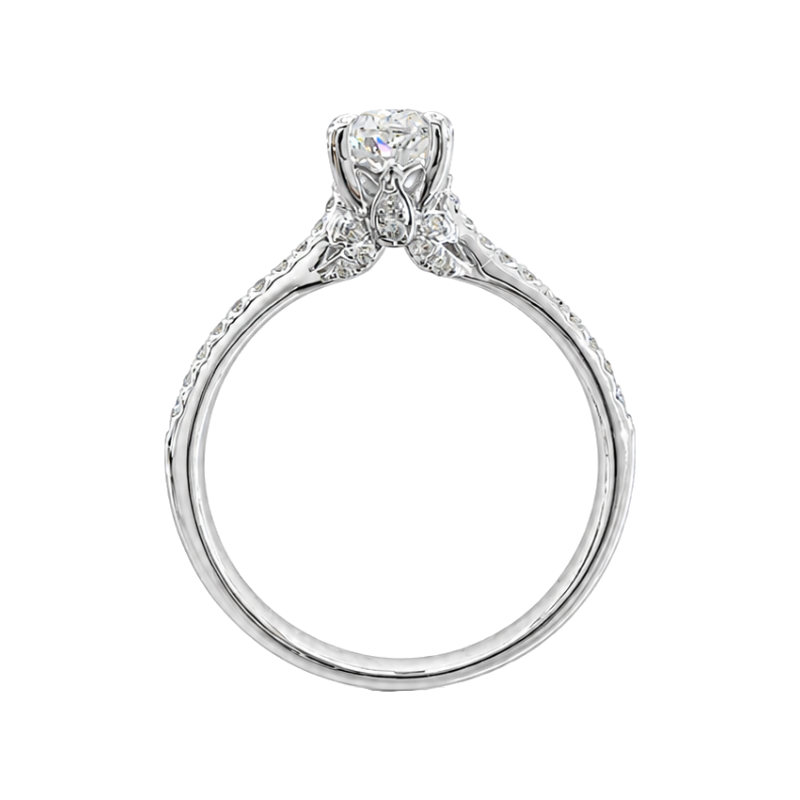 Oval Diamond Nature Engagement Ring .84CT 18K White Gold