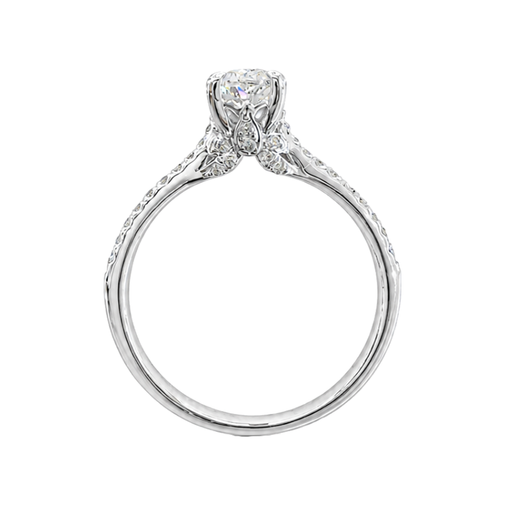 Oval Diamond Nature Engagement Ring .84CT 18K White Gold