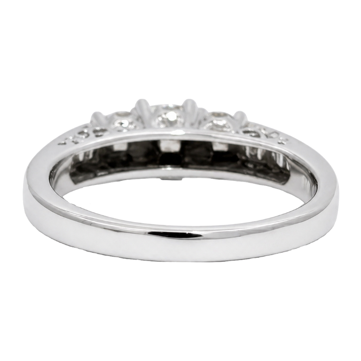 Three Stone Natural Princess Diamond 1CTW Anniversary Ring 14K White Gold