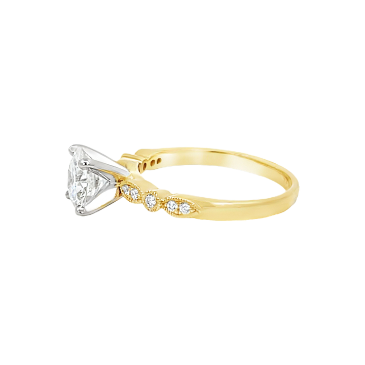 Round Diamond Engagement Ring 14K Two Tone 1.26CT