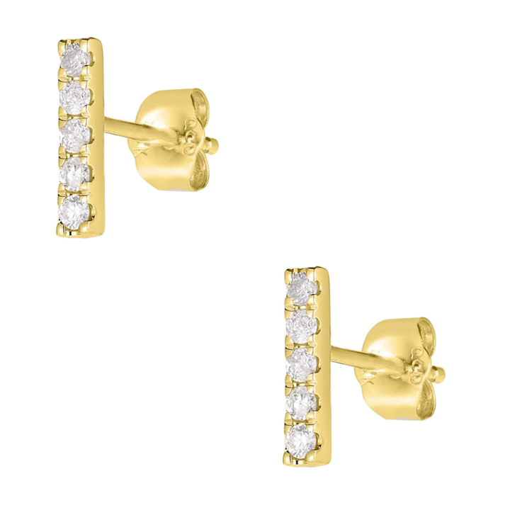Minimal Bar Diamond Studs 14K Yellow Gold .13CTW