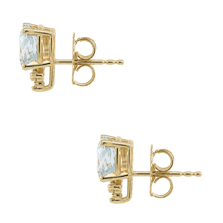 Aquamarine Diamond Stud Earrings 0.81CTW 10K Yellow Gold