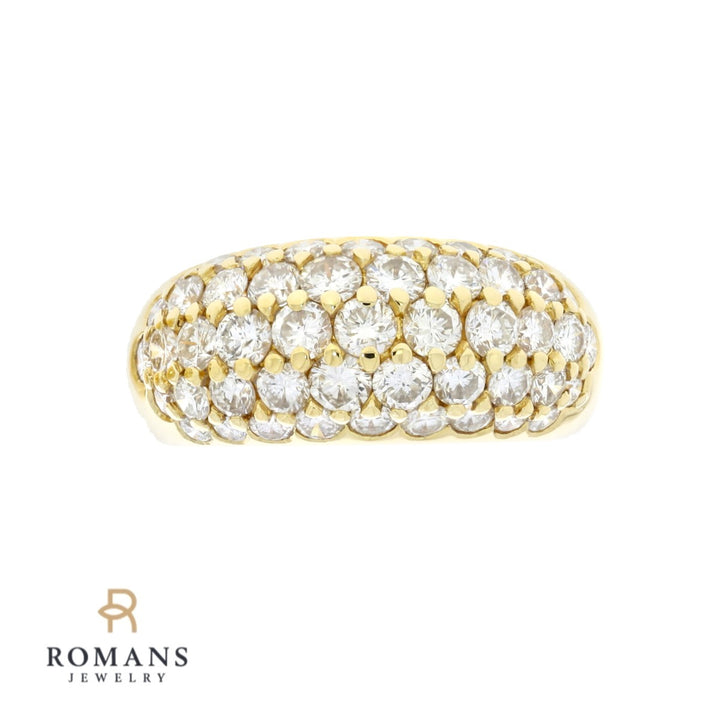 Diamond Dome Cluster 18K Yellow Gold Band 2 CT