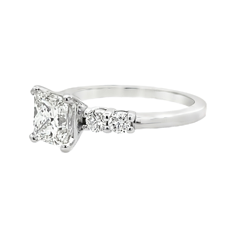 Princess Cut Engagement Ring 18K White Gold 1.59CT
