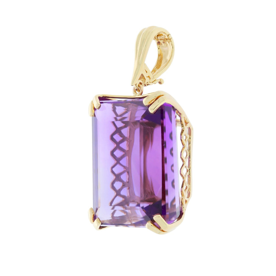 Amethyst 14K Yellow Gold Pendant 66.98CT