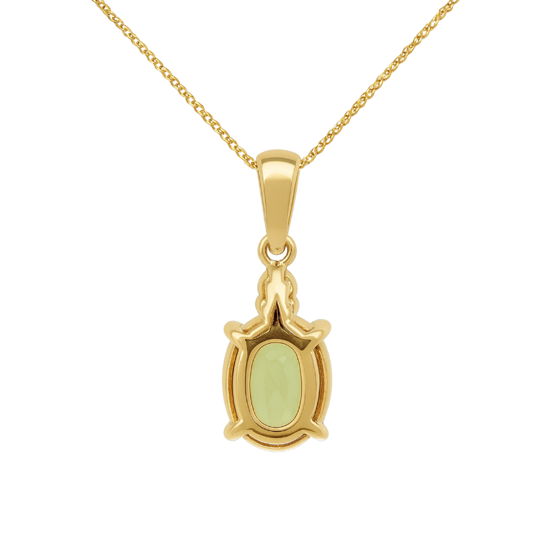 Peridot Drop Pendant with Diamond Accents 14K Yellow Gold 1.15CT