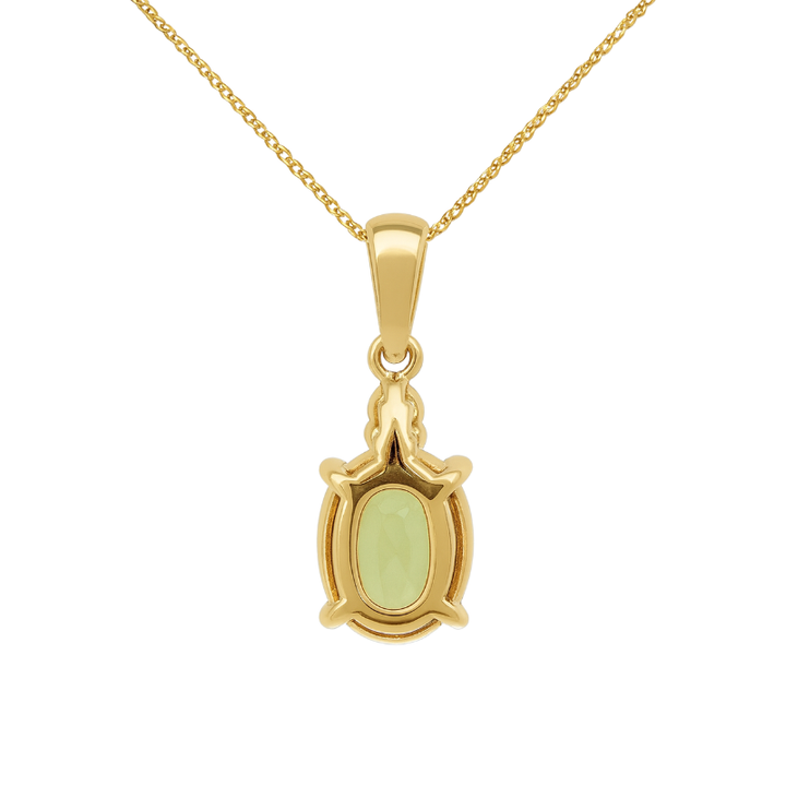 Peridot Drop Pendant with Diamond Accents 14K Yellow Gold 1.15CT