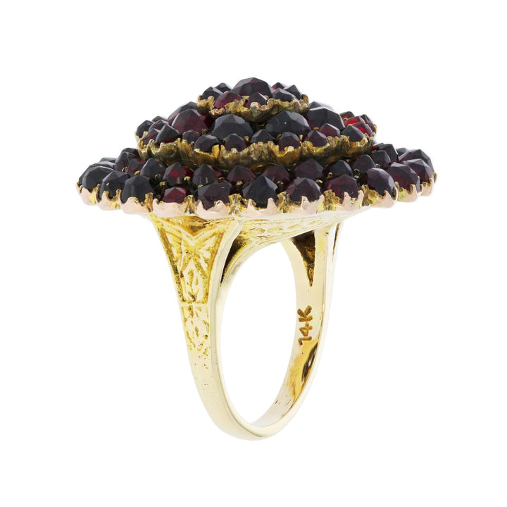 Victorian Bohemian Garnet Ring 14K Yellow Gold 7.90 CTW