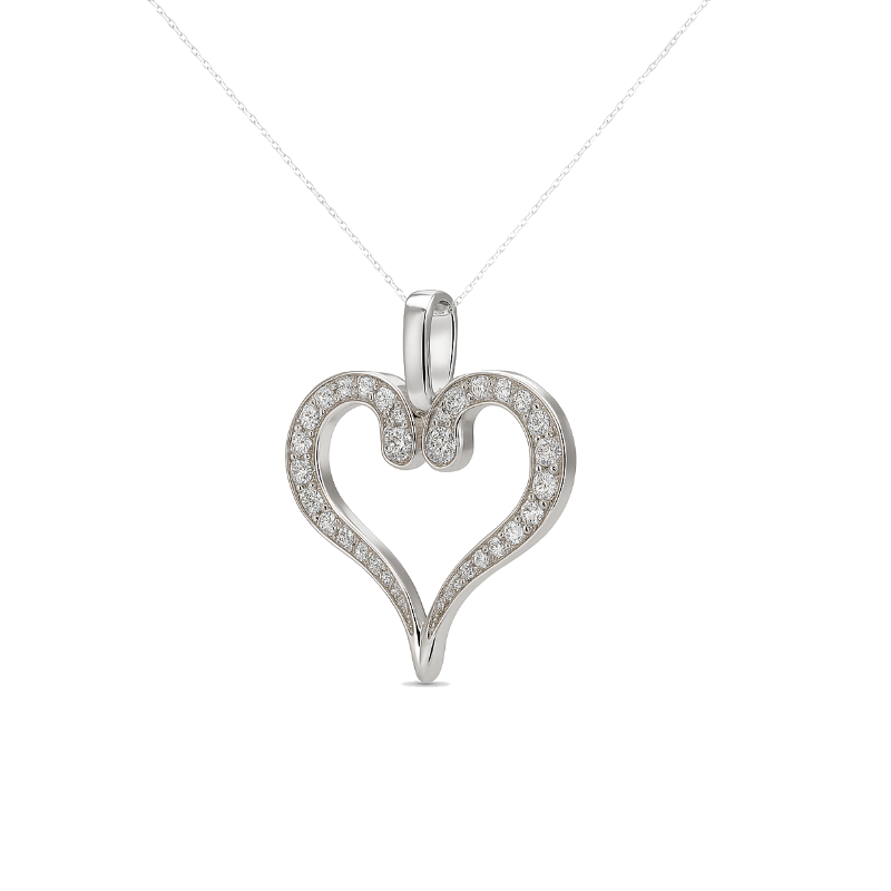 Diamond Heart Pendant 14K White Gold 1CTW