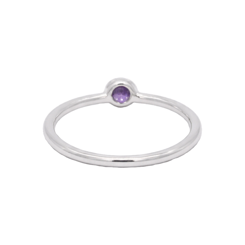 Lavender Sapphire Bezel Set Ring 14K White Gold .14CT