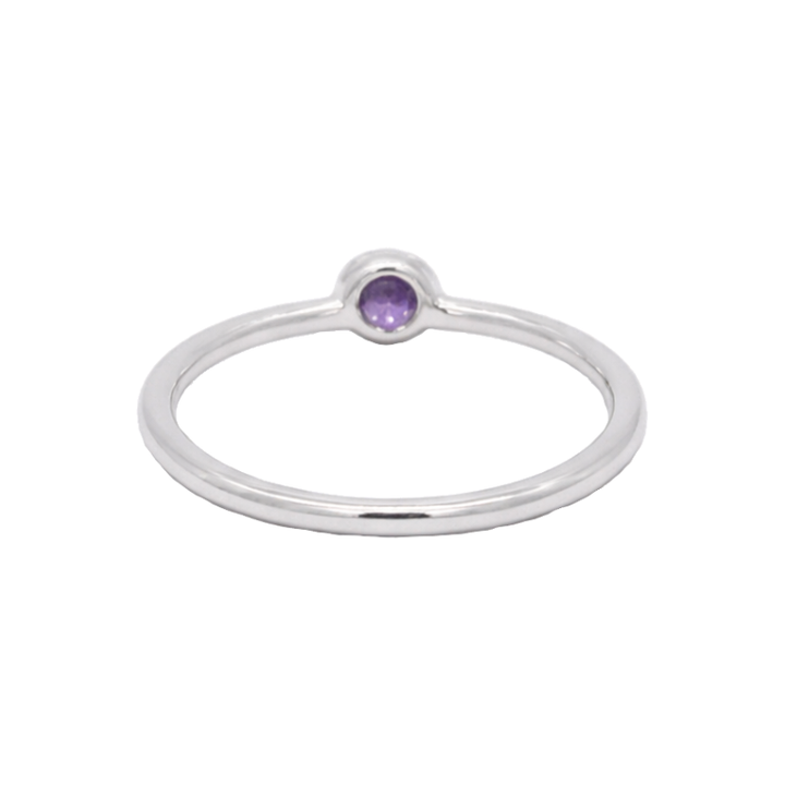 Lavender Sapphire Bezel Set Ring 14K White Gold .14CT