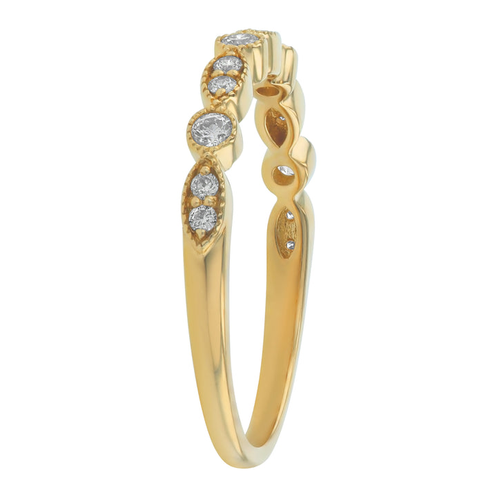 Diamond Marquise Style Milgrain Band .18CTW
