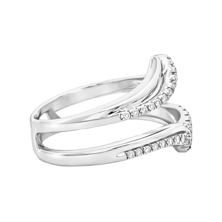 Diamond Chevron Ring Guard Enhancer 14K White Gold .50CTW