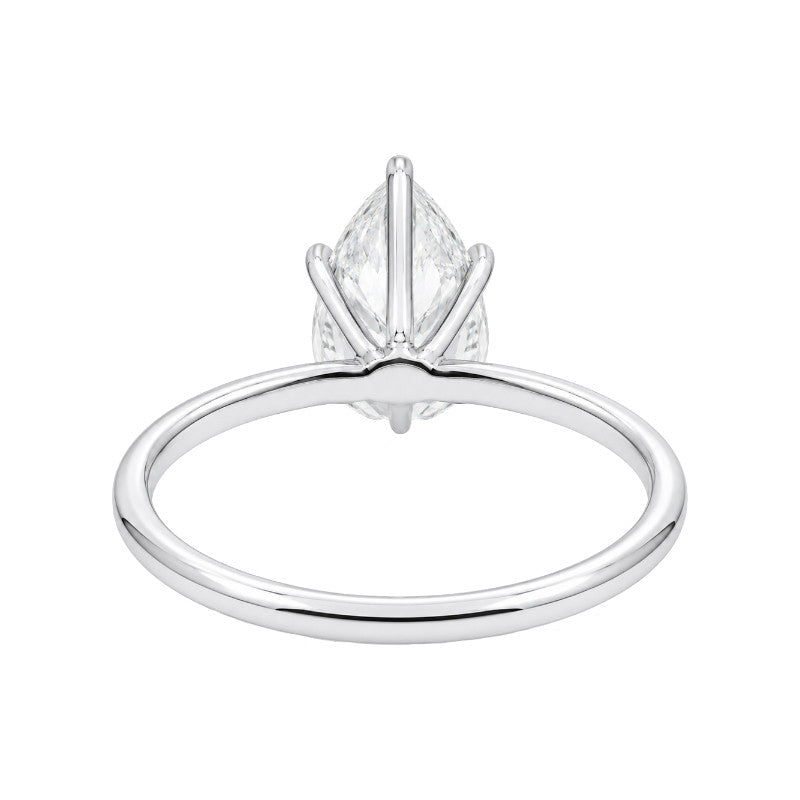 Verity Pear 1.42CT Natural Diamond Solitaire Engagement Ring 14K White Gold