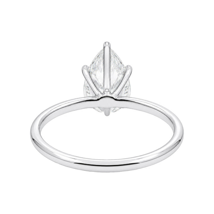 Verity Pear 1.42CT Natural Diamond Solitaire Engagement Ring 14K White Gold