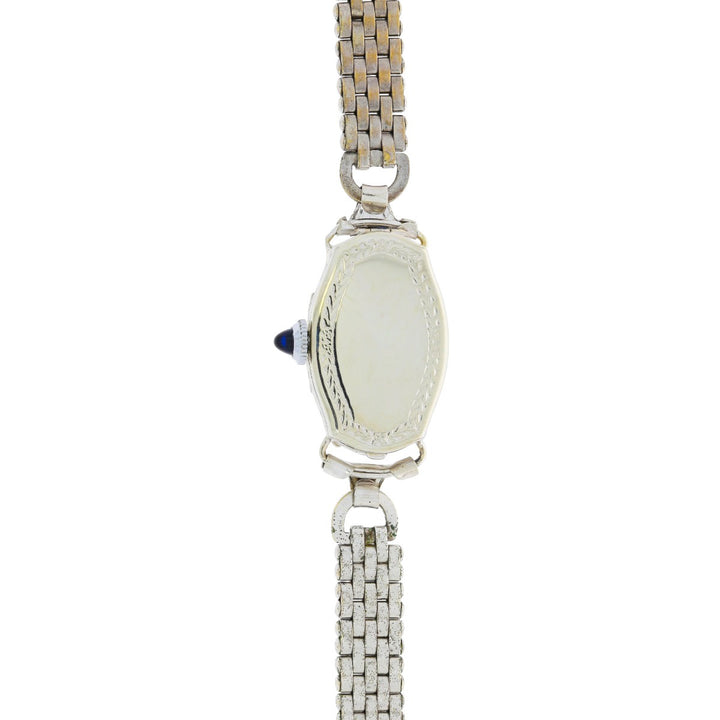 Bulova Watch 14K White Gold  Diamonds & Sapphire Vintage C.1930