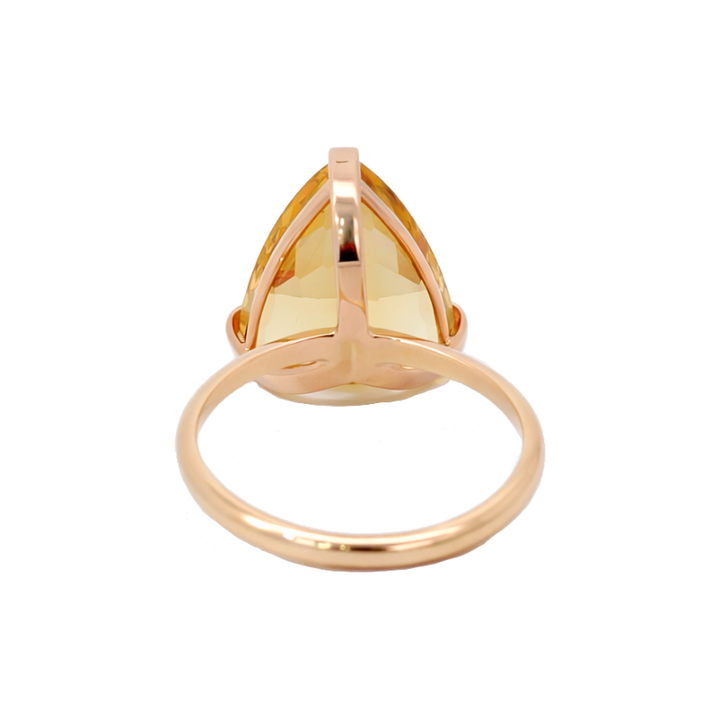 Citrine Trillion Cut Ring 14K Two Tone 8CT