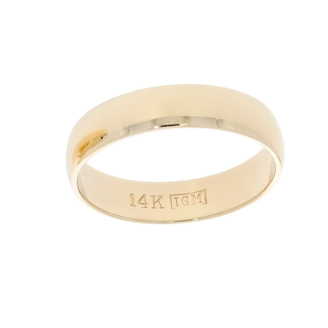 Half Round 4MM Wedding Band 14K Yellow Gold