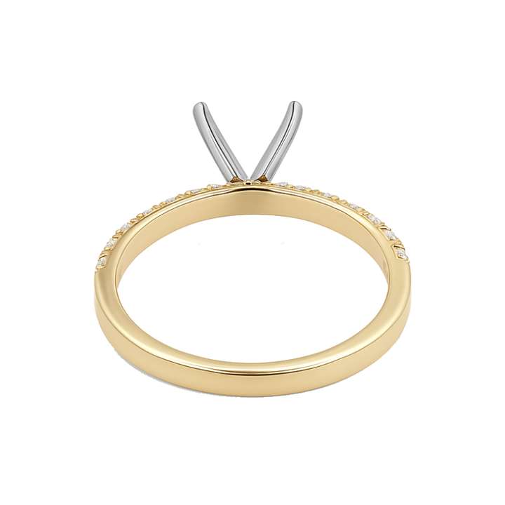 Classic Pave Diamond Engagement Setting 14K Yellow Gold .23CTW