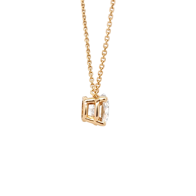 Diamond Solitaire Floating Necklace 14K Yellow Gold .90CT