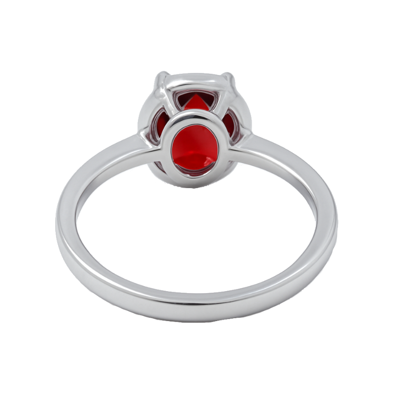 Garnet Diamond Halo Ring 14K White Gold 1.94CT