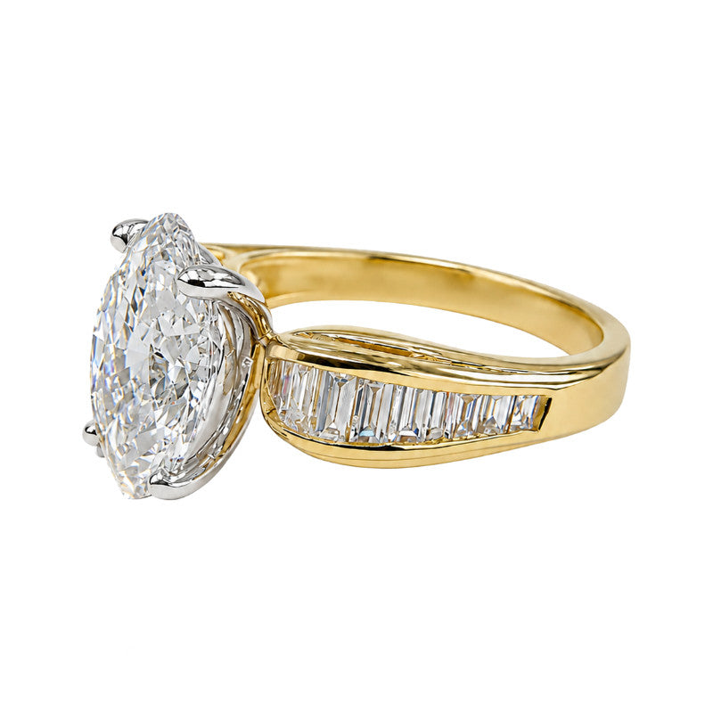 Oval Lab Grown Diamond Engagement Ring 2.58CT 18K Two Tone