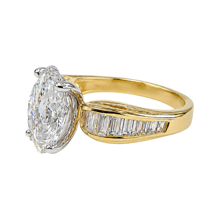 Oval Lab Grown Diamond Engagement Ring 2.58CT 18K Two Tone