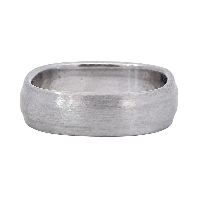 Satin Finish Cushion Shape Band 6MM 18K White Gold