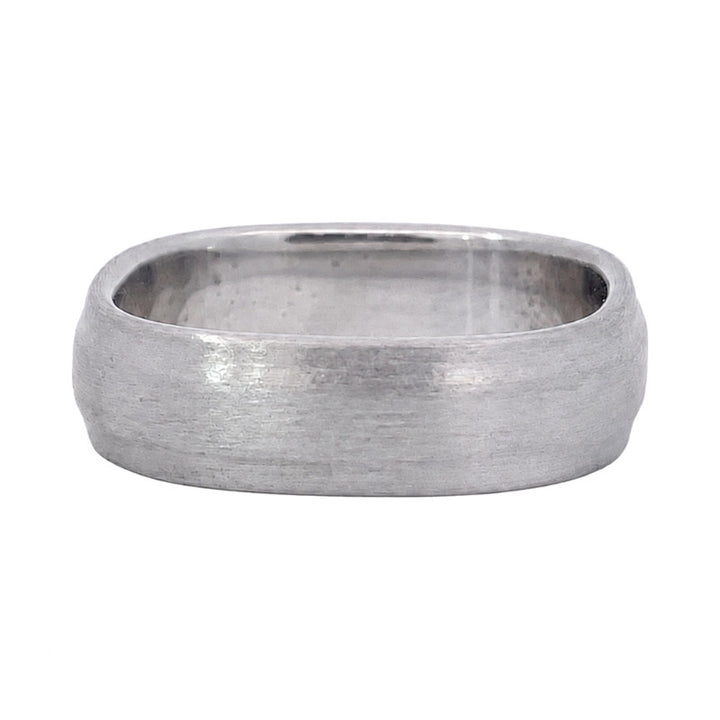 Satin Finish Cushion Shape Band 6MM 18K White Gold