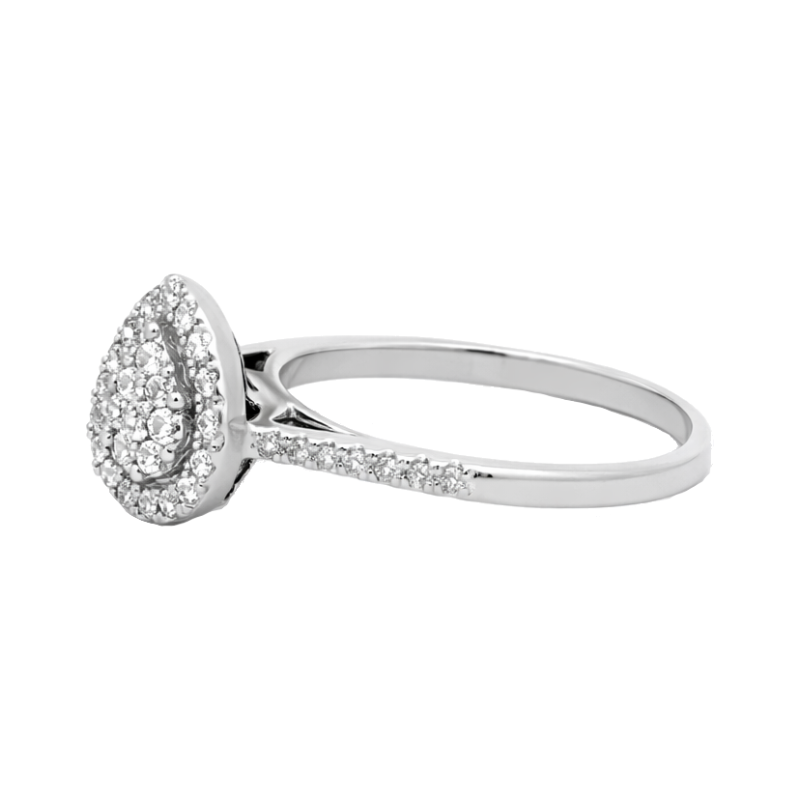 Vintage-Inspired Pear Cluster Diamond Ring 10K White Gold .24CTW