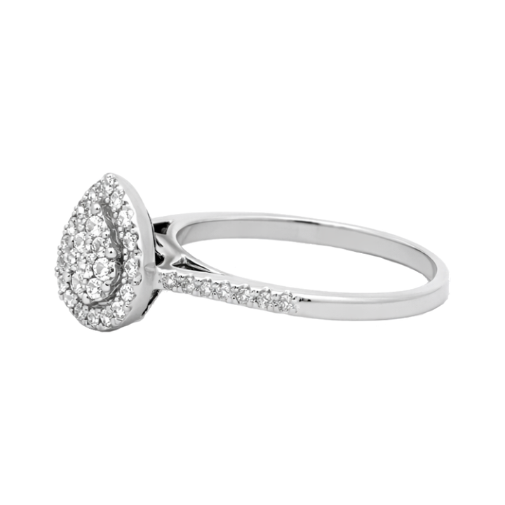 Vintage-Inspired Pear Cluster Diamond Ring 10K White Gold .24CTW