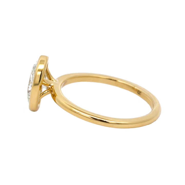 Roma Bezel Solitaire 1.50CT Oval Lab Diamond 14K Yellow Gold